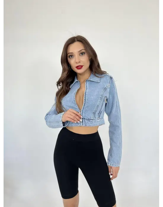 Omarı Modern Mavi Kot Ceket