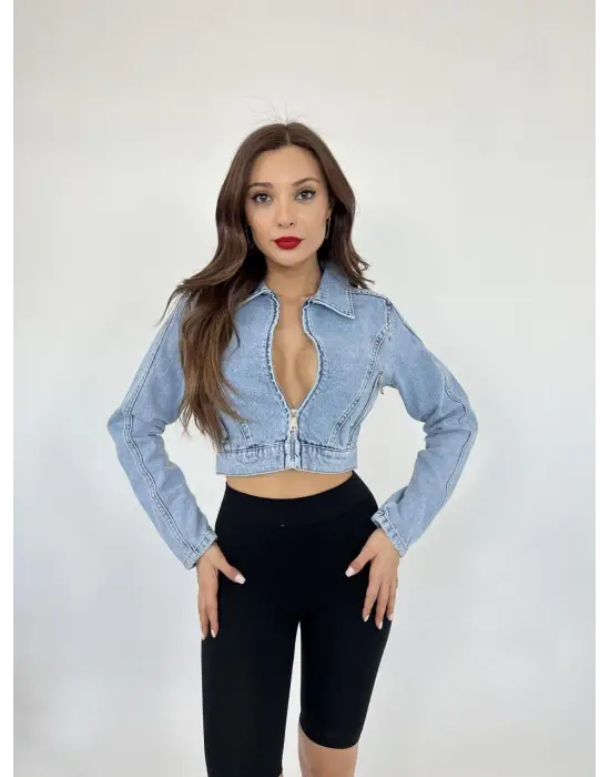 Omarı Modern Mavi Kot Ceket