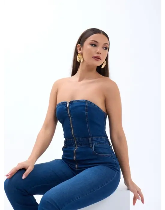 Omarı Rahat ve Şık Mavi Kot Tulum