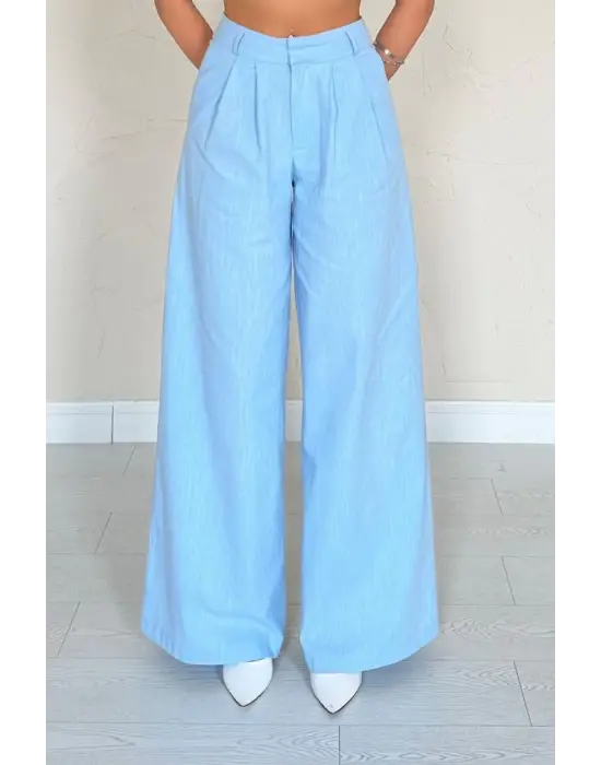 Omarı Mavi Tek Düğmeli Takım