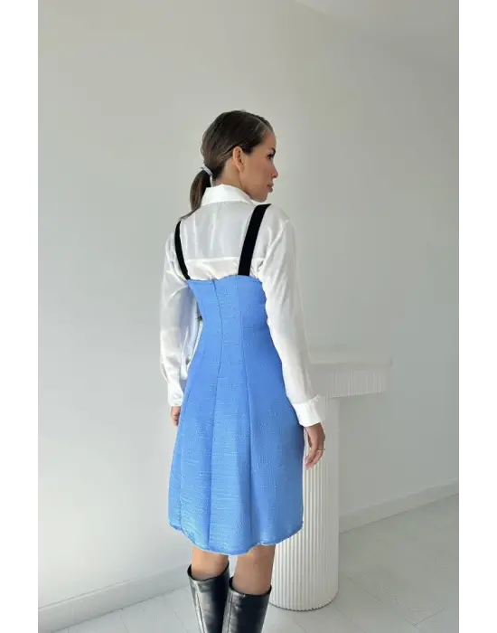 Omarı Derin Mavi Trend Elbise