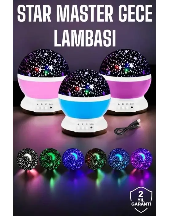 Mavi Ve Mor Işıklı  Projeksiyon Lambası