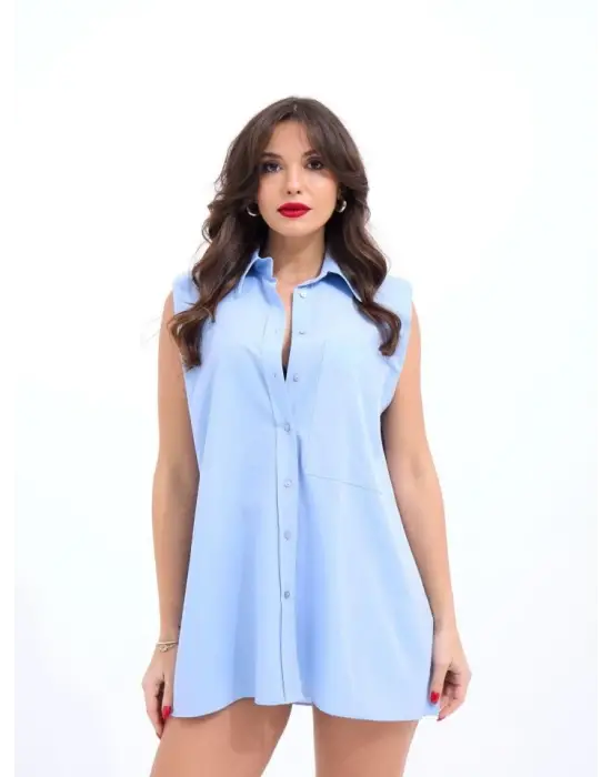 Omarı Zarif Mavi Gömlek Modelleri - Trendsetterler İçin