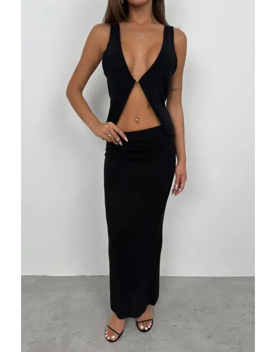 Maxi Boy Dokulu Etek