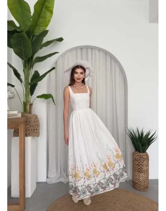 Mazi Çiçek Desenli Elbise