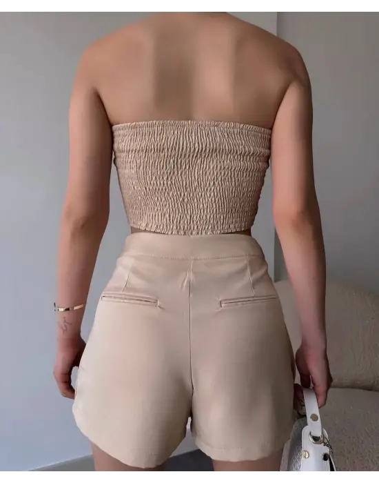 Omarı Esnek ve Şık Bej Büstiyer