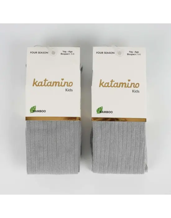Omarı Bambu Kumaşlı Çocuk Külotlu Çorap Gri