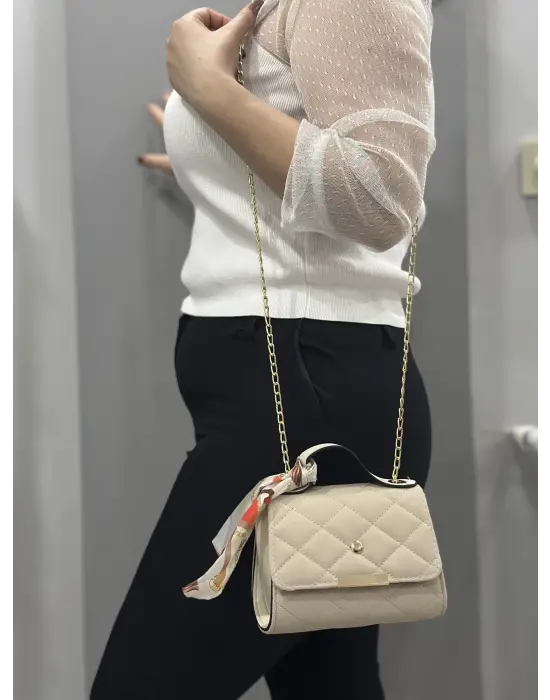 Omarı Zarif Bej Renkli Deri Çanta