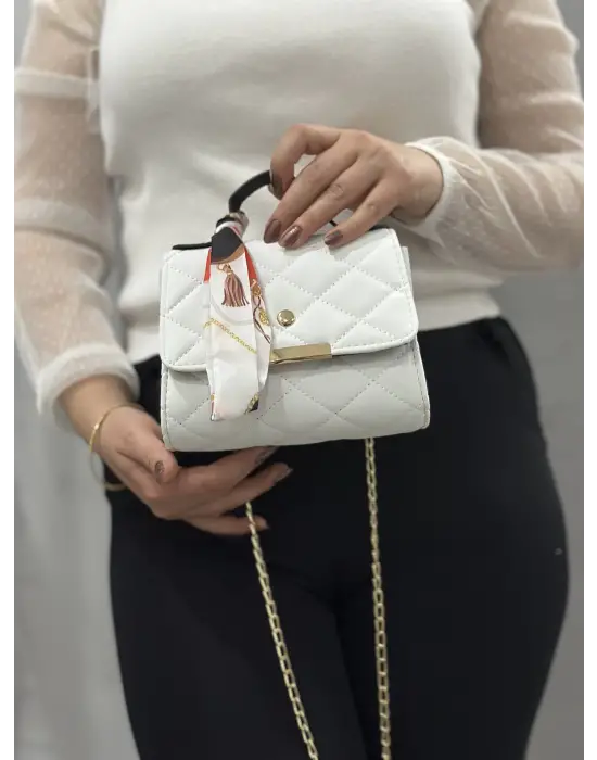Omarı Elegant Beyaz Deri Çanta