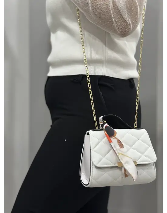 Omarı Elegant Beyaz Deri Çanta