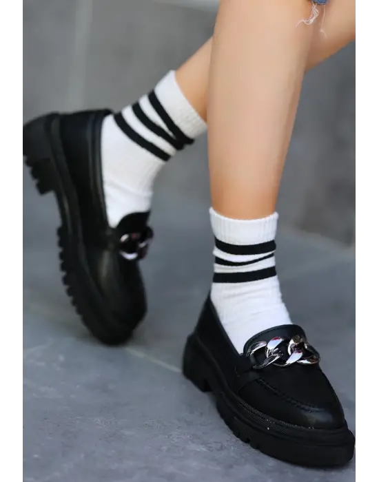 Omarı Şık Siyah Deri Ayakkabı