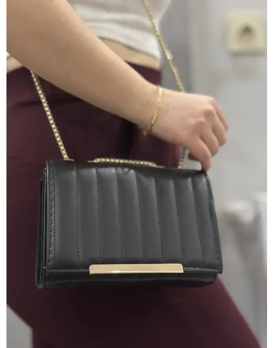 Omarı Modern Siyah Deri Çanta