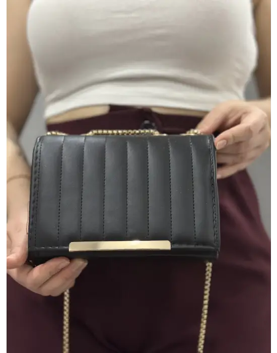 Omarı Modern Siyah Deri Çanta