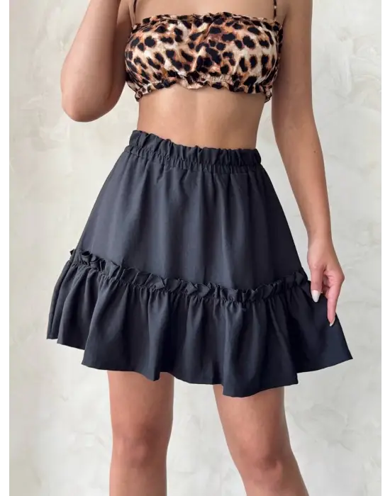 Omarı Siyah Çingene Keten Etek