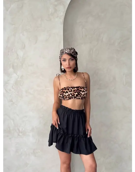 Omarı Siyah Çingene Keten Etek