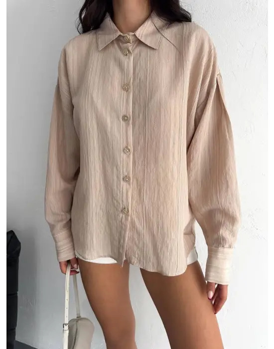 Omarı Çizgilidir Oversize Gömlek | Trend Parça | gl00my