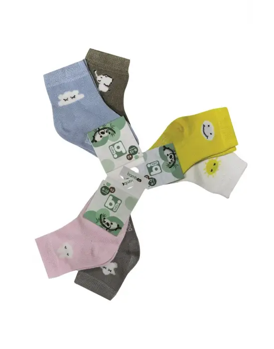 Omarı Çocuklar İçin Desenli Bambu Çorap Seti