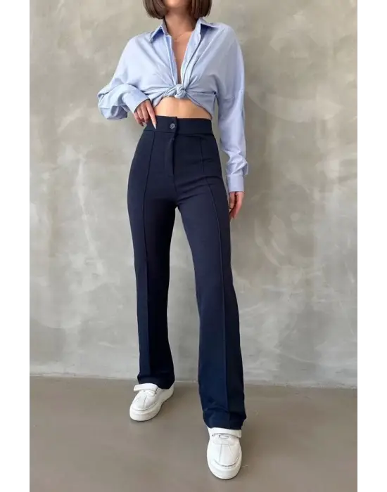 Omarı Kadın Önü Cumalı Krep Pantolon