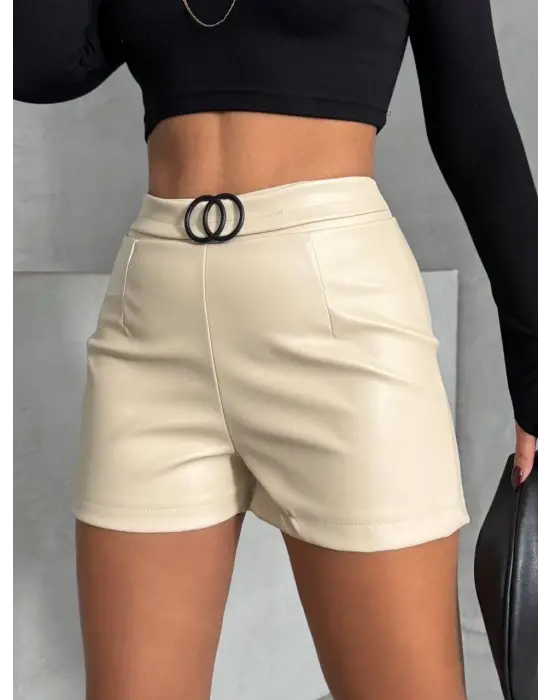 Omarı Deri Tokalı Şort Kaliteli ve Şık Model