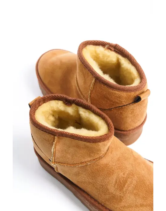 Omarı Kürklü Kısa Süet Bayan Bot - Günlük Şık Tasarım