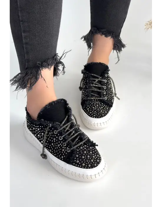 Omarı Guji Siyah Kot Bağcıklı Sneaker