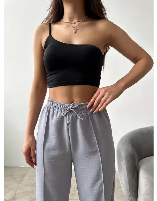 Omarı Hafif Keten Çımalı Pantolon