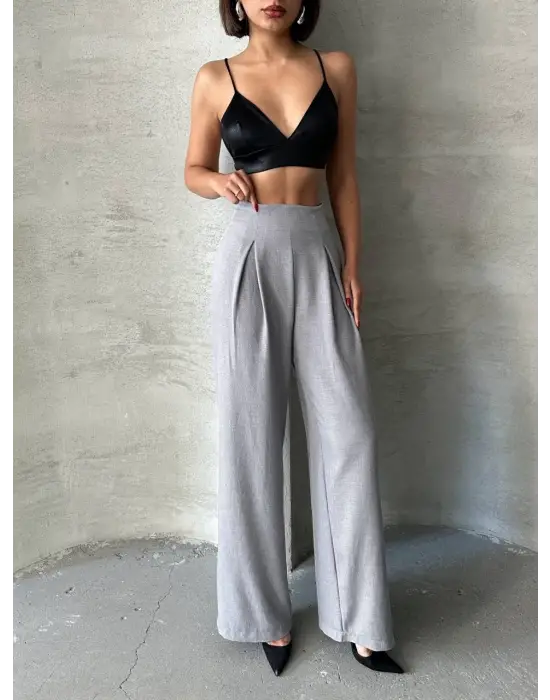 Omarı Rahat ve Şık Pileli Keten Pantolon