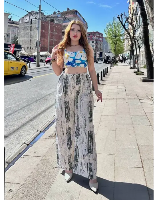 Omarı Sade ve Şık Keten Pantolon Krem