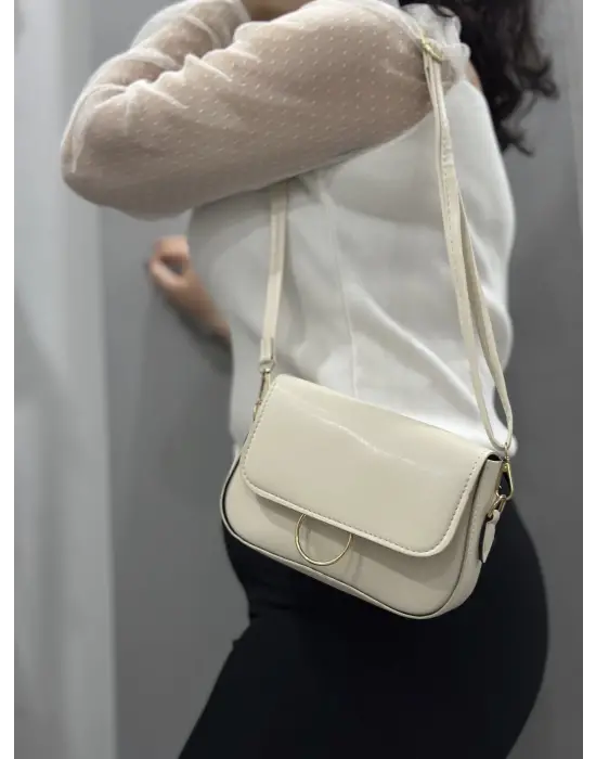 Omarı Doğal Deri Krem Renkli Çanta