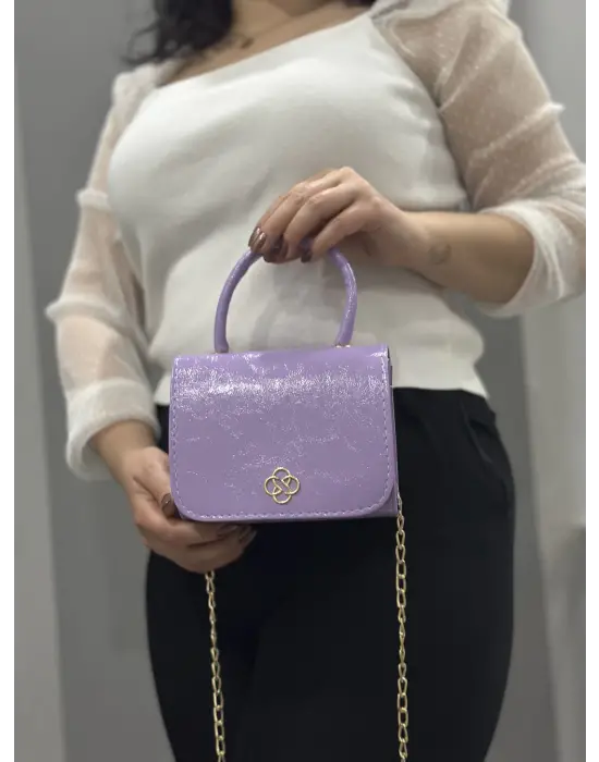 Omarı Eşsiz Tasarımlı Lila Cilt Krash Çanta