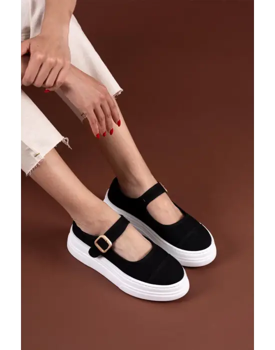 Omarı Hafif Siyah Keten Spor Ayakkabı