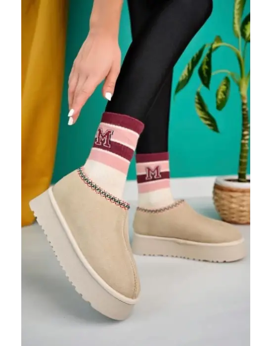 Omarı Elegant Bej Kadın Botu