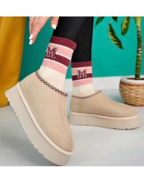 Omarı Elegant Bej Kadın Botu