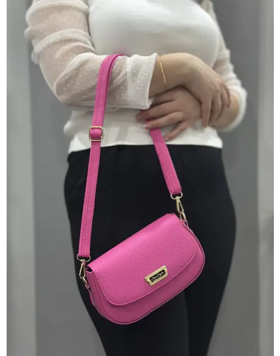 Omarı Yumuşak Deri Pembe Cilt Çantası