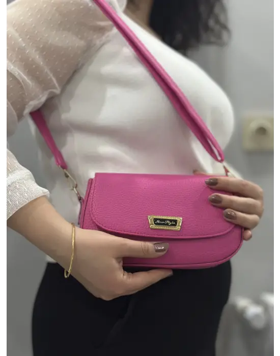 Omarı Yumuşak Deri Pembe Cilt Çantası