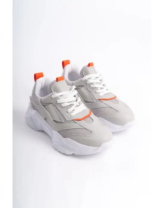 Omarı Rahat Tabanlı Tokyo Bayan Spor Ayakkabı Gri/Turuncu