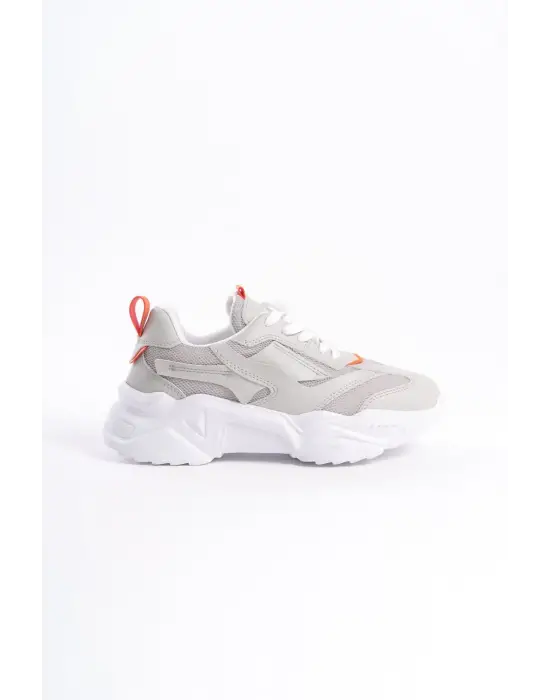 Omarı Rahat Tabanlı Tokyo Bayan Spor Ayakkabı Gri/Turuncu