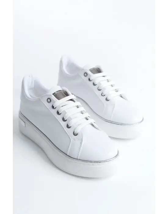 Omarı Rahat Beyaz Spor Ayakkabı Bayanlar İçin Melek Moda