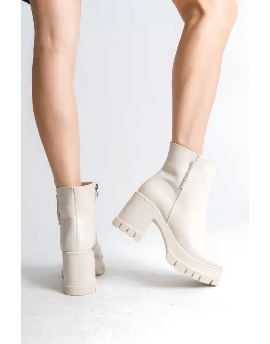 Omarı Yüksek Topuklu Fermuarlı Rahat Bot