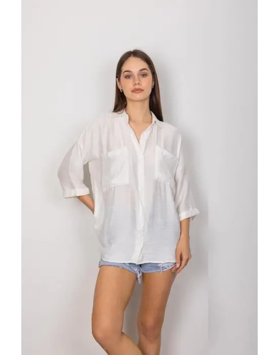 Omarı Rahat Kesim Cepli Gömlek