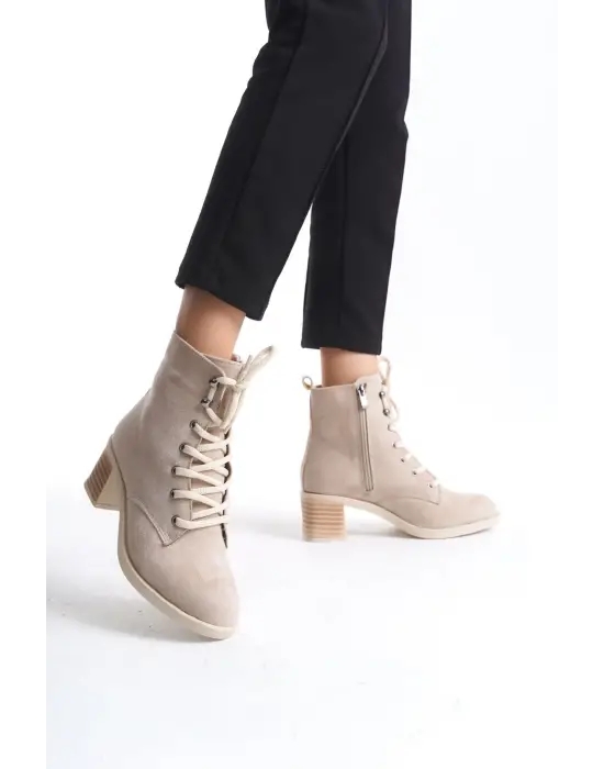 Omarı Tabaan Topuklu Süet Bayan Bot - Rahat ve Şık Günlük Ayakkabı