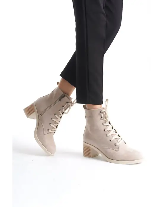 Omarı Tabaan Topuklu Süet Bayan Bot - Rahat ve Şık Günlük Ayakkabı