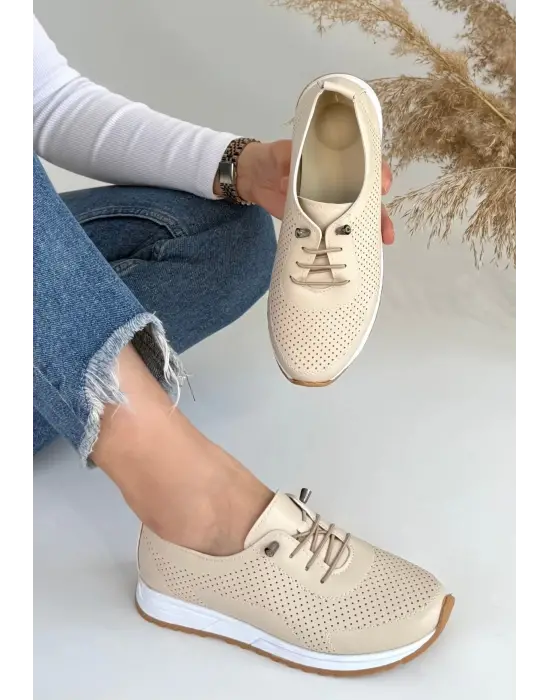 Omarı Hafif ve Rahat Bej Spor Ayakkabı