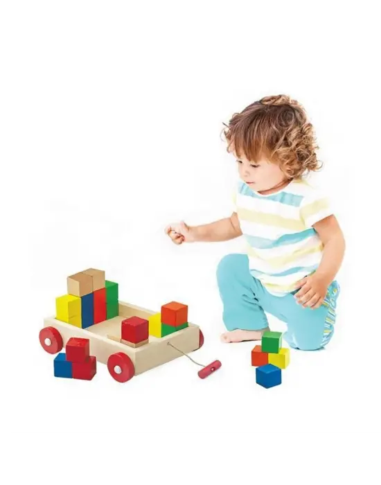 Omarı Renkli Bloklarla Oluşturulmuş Ahşap Araba)+