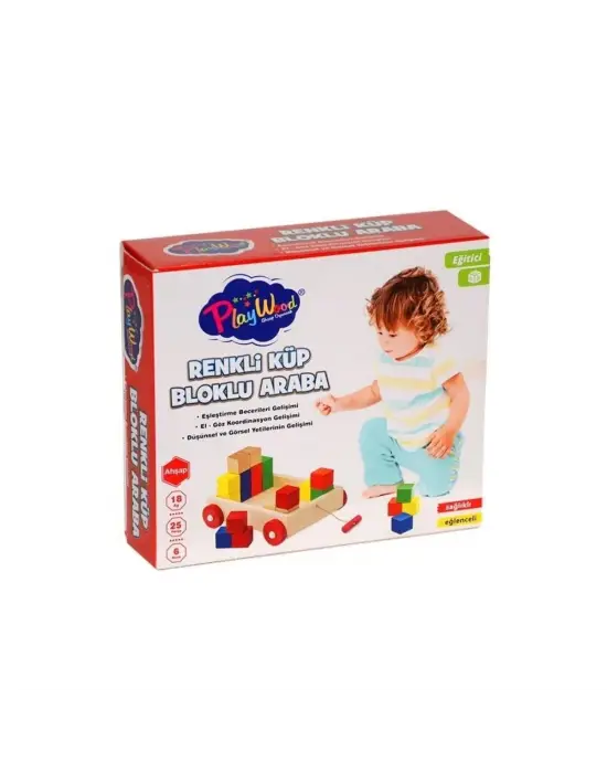 Omarı Renkli Bloklarla Oluşturulmuş Ahşap Araba)+