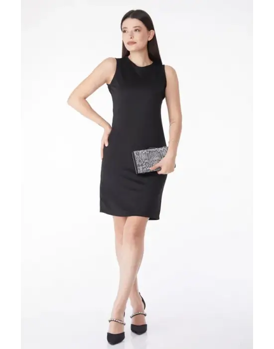 Omarı Siyah Mini Elbise