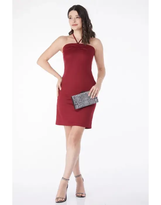 Omarı Bağcık Detaylı Şık Abiye Elbise