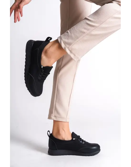 Omarı Rahat Tabanlı Siyah Bayan Babet Ayakkabı