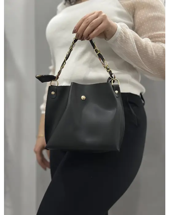 Omarı Şık ve Dayanıklı Siyah Deri Çanta