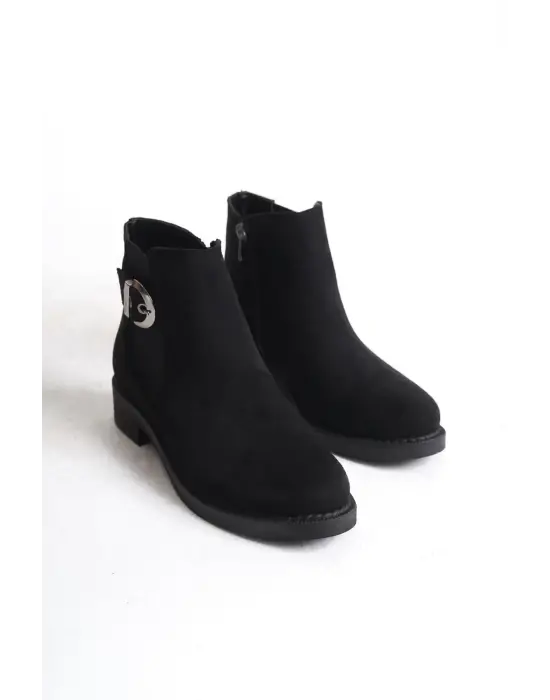 Omarı Rahat ve Şık Siyah Süet Bayan Bot